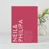 超モダン名はっきりしたマゼンタレッド結婚の 招待状 (スタンド正面)