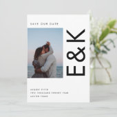 超モダン名はっきりした写真数々の日付の保存 招待状 (スタンド正面)