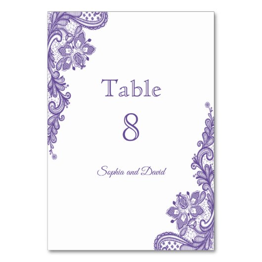 超モダン紫レース結婚のテーブル番号 テーブルナンバー (正面)