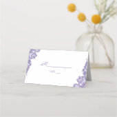 超モダン紫レース結婚のテーブル番号 プレイスカード (裏面)