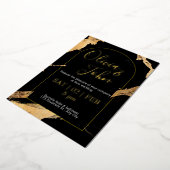 超モダンQRコー結婚ドの金ゴールド 箔招待状 (回転した状態)