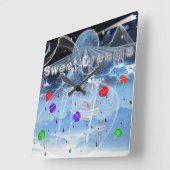 超リアルな愛らしい甘い夢 スクエア壁時計 (傾斜)