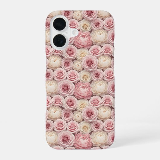 超リアルな3Dパステルローズ＆芍薬 iPhone 16ケース (裏面)