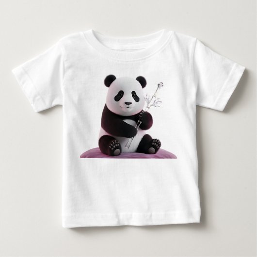 超リアルな3D赤ちゃんパンダの肖像画 ベビーTシャツ (正面)