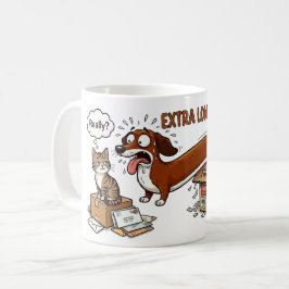 超ロング 超キュート ダックスフンド コーヒーマグカップ