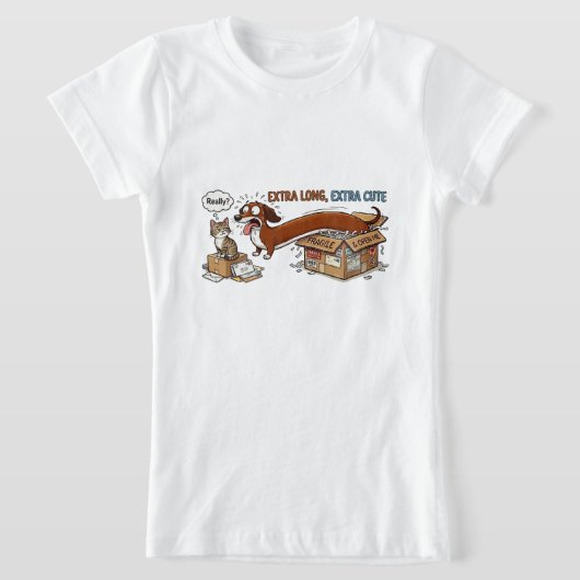超ロング 超可愛い ダックスフンド Tシャツ (レイダウン)