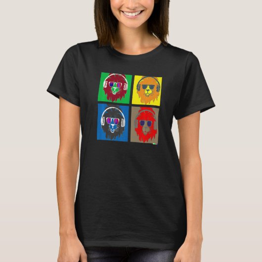 超人 クール ライオン ワーホルとニーチェの融合 Tシャツ (正面)