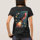超充電を示すアニメーション式ロケット発射 Tシャツ (裏面)