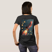 超充電を示すアニメーション式ロケット発射 Tシャツ (裏面フル)