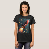超充電を示すアニメーション式ロケット発射 Tシャツ (正面フル)