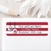 超党派の紅白と青の愛国的なクリスマス ラベル (インサイチュ)