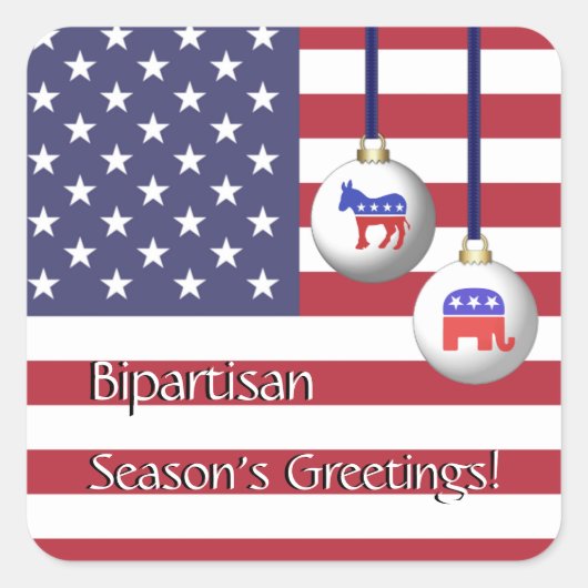 超党派の選挙ホリデーシーズンの挨拶 スクエアシール (正面)