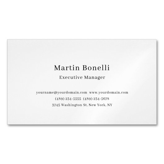 超厚ブラック&ホワイトトレンディー ミニマル マグネット名刺 (正面)