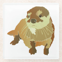 超可愛いカワウソデザイン ガラスコースター