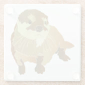 超可愛いカワウソデザイン ガラスコースター (裏面)