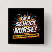 超大国おもしろい学校のナース評価 缶バッジ (正面)