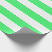 超大型淡い緑と白のストライプ ラッピングペーパー (角)