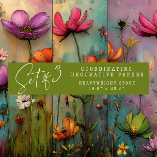 超実鮮やかフローラ装飾紙セット ラッピングペーパーシート