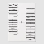 超小モダン小はっきりした名の結婚オーバーレイ ベラム紙招待状 (正面)