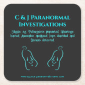 超常現象の調査員と幽霊ロゴ スクエアペーパーコースター (正面)