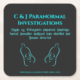 超常現象の調査員と幽霊ロゴ スクエアペーパーコースター