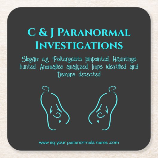 超常現象の調査員と幽霊ロゴ スクエアペーパーコースター (正面)