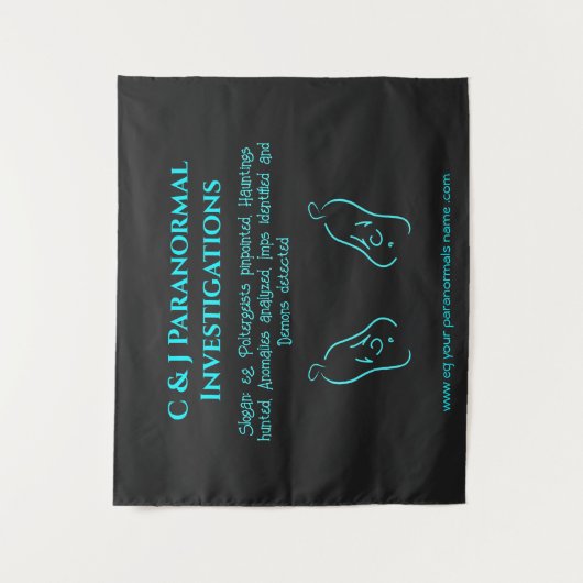 超常現象の調査員と幽霊ロゴ タペストリー (正面)