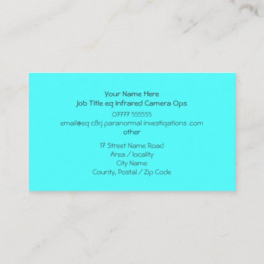 超常現象の調査員と幽霊ロゴ 名刺 (裏面)