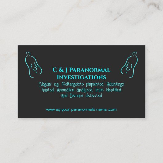 超常現象の調査員と幽霊ロゴ 名刺 (正面)