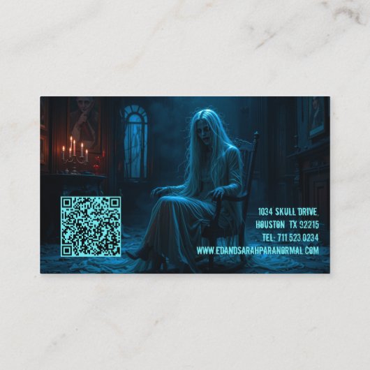 超常現象の調査員幽霊のよく出る幽霊レディ 名刺 (裏面)