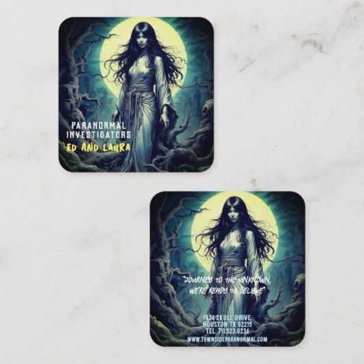 超常現象調査員幽霊のよく出る幽霊 スクエア名刺 (正面/裏面)