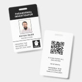 超常現象調査員 QRコード 名札 写真 ID バッジ (正面＆裏面)