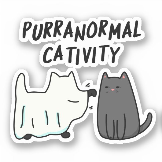 超常的な活動 おもしろハロウィン 猫 パロディ シール (正面)