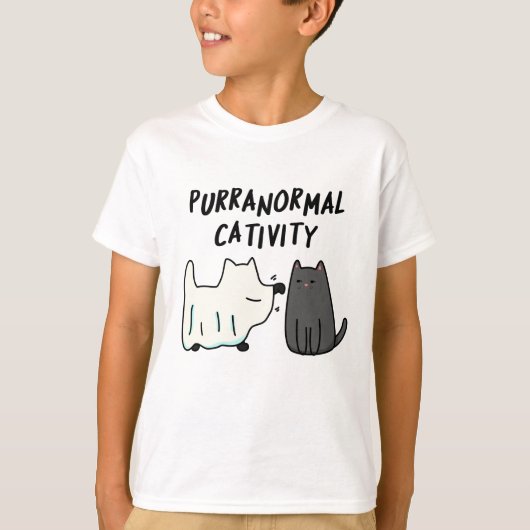 超常的な活動 おもしろハロウィン 猫 パロディ Tシャツ (正面)
