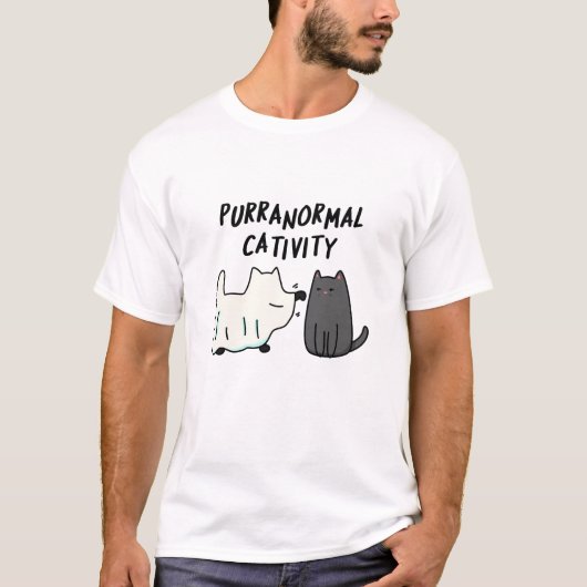 超常的な活動 おもしろハロウィン 猫 パロディ Tシャツ (正面)