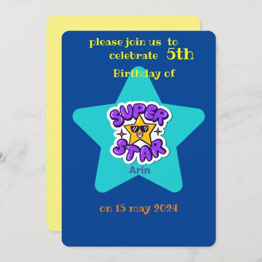 超星子供の誕生日 招待状 (正面/裏面)