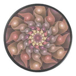 超本物の光沢のある花のモダン抽象芸術フラクタル・アート アイスホッケーパック