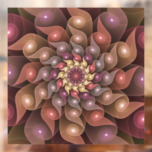 超本物の光沢のある花のモダン抽象芸術フラクタル・アート ウィンドウサイン (シート2)