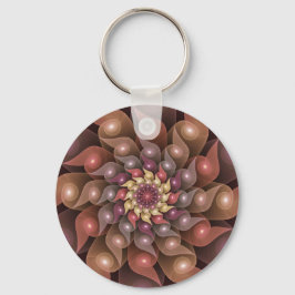 超本物の光沢のある花のモダン抽象芸術フラクタル・アート キーホルダー