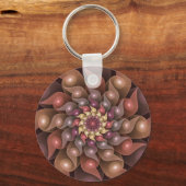 超本物の光沢のある花のモダン抽象芸術フラクタル・アート キーホルダー (正面)