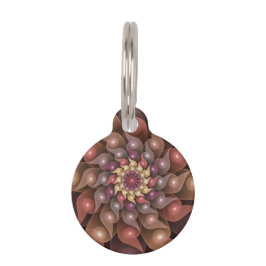 超本物の光沢のある花のモダン抽象芸術フラクタル・アート ペット　ネームタグ