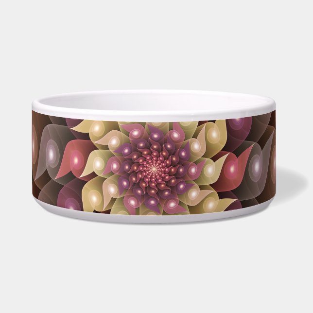 超本物の光沢のある花のモダン抽象芸術フラクタル・アート ボウル (正面)