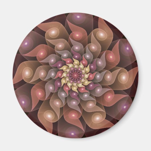 超本物の光沢のある花のモダン抽象芸術フラクタル・アート マグネット (正面)