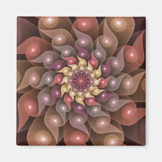 超本物の光沢のある花のモダン抽象芸術フラクタル・アート マグネット (正面)