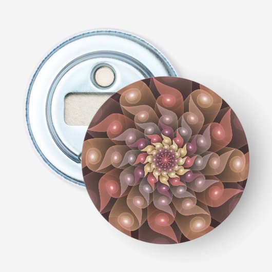 超本物の光沢のある花のモダン抽象芸術フラクタル・アート 栓抜き (正面)