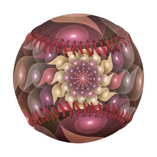 超本物の光沢のある花のモダン抽象芸術フラクタル・アート 野球ボール (正面)