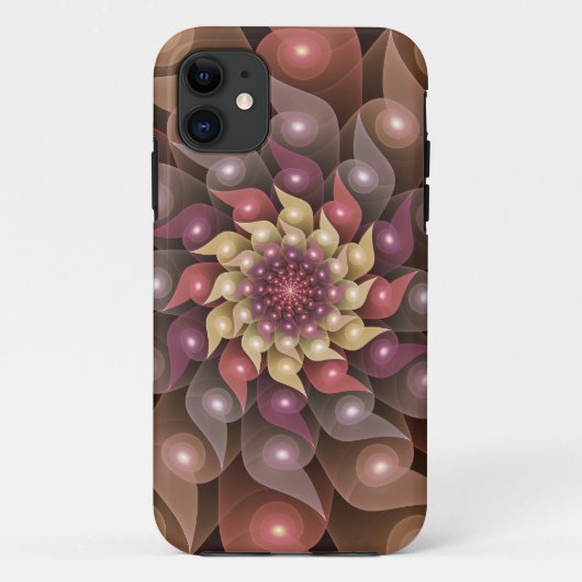 超本物の光沢のある花のモダン抽象芸術フラクタル・アート Case-Mate iPhoneケース (裏面)