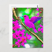 超本物カラフルのピンクの鳥はがき ポストカード (正面/裏面)