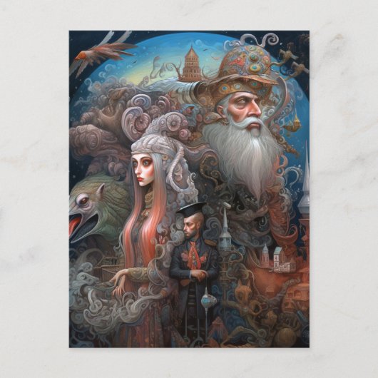 超現実お洒落のシーンイラストレーション ポストカード (正面)