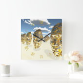 超現実のシーンの顔 スクエア壁時計 (ホーム)